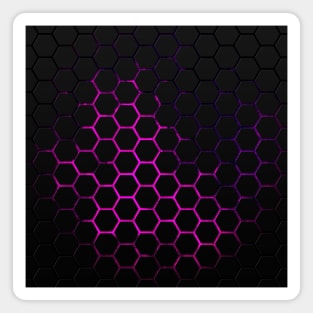 Black hot pink honeycomb geometry pattern Magnet